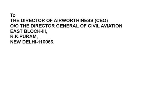 Office Of Director Airworthiness, CEO, DGCA, East BLOCK-III,