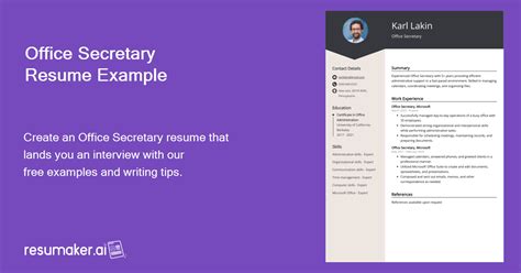 Office Secretary Resume Examples Writing Tips 2021 Free Guide