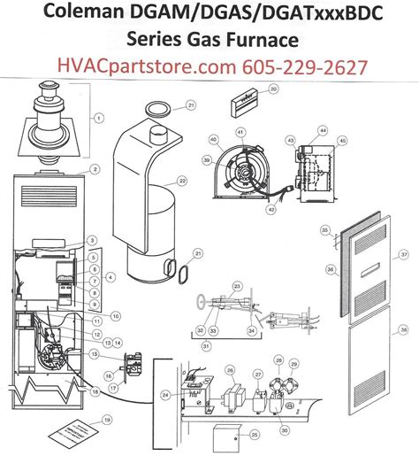 Official Coleman Evcon DGAT056BDD furnace parts