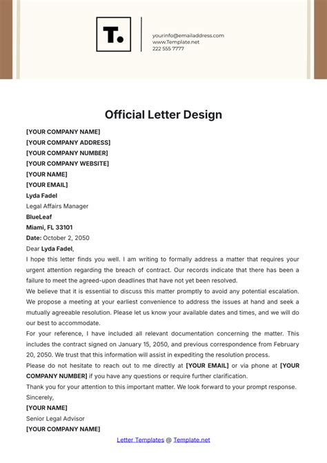 Official Letter Template