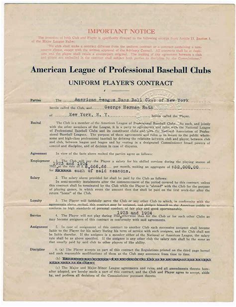 Official written agreement to sell Babe Ruth from the Red Sox to the Yankees up for auction