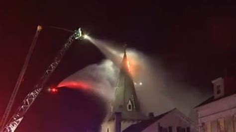 Officials monitoring steeple after fire tears through Cambridge church on Easter