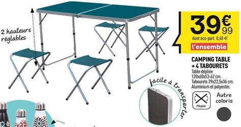 Offre Camping Table + 4 Tabourets chez Centrakor