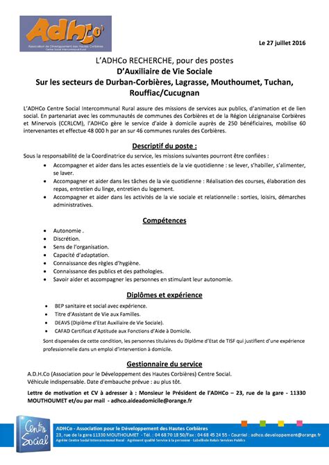 Offre Emploi CDI Auxiliaire de Vie Sociale -Avs- Saint-Malo ...