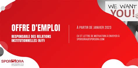 Offre Emploi CDI Responsable Sce Relat. Institutionnelles et ...