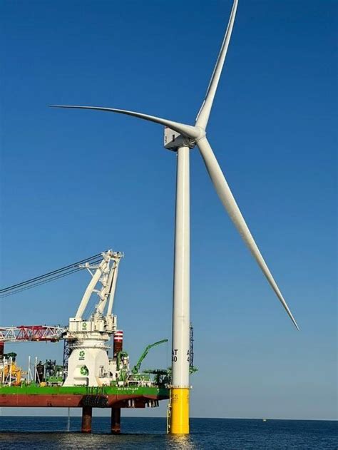 Offshore Power Arrival Delayed, One Turbine Erected