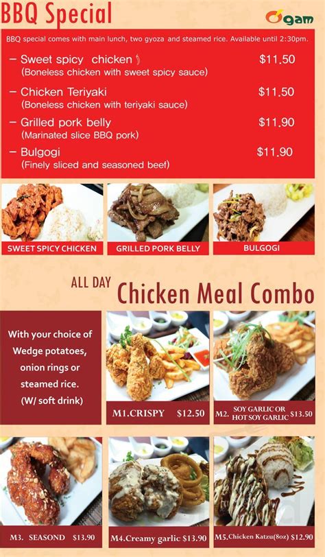 Ogam Chicken Chinook menu in Calgary, Alberta, Canada