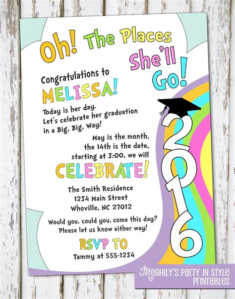 Oh The Places Youll Go Graduation Invitation Template Free