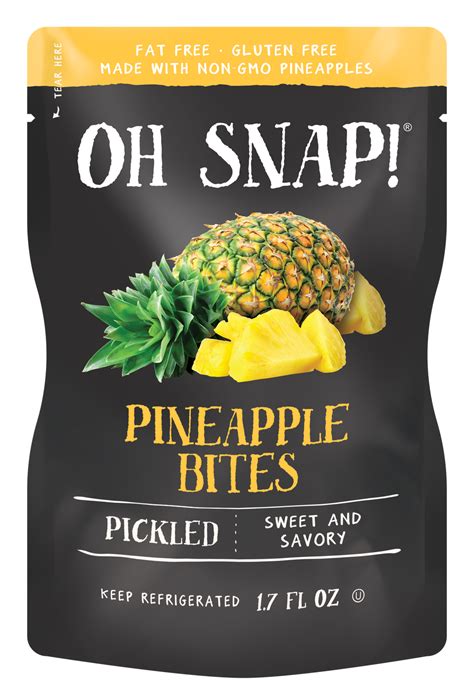 Oh snap pineapple bites. Check out the food score for Oh Snap! Pineapple Bites Sweet and Savory Pickled, Pineapple Bites from EWG's Food Scores! EWG's Food Scores rates more than 80,000 foods in a simple, searchable online format to empower you to … 