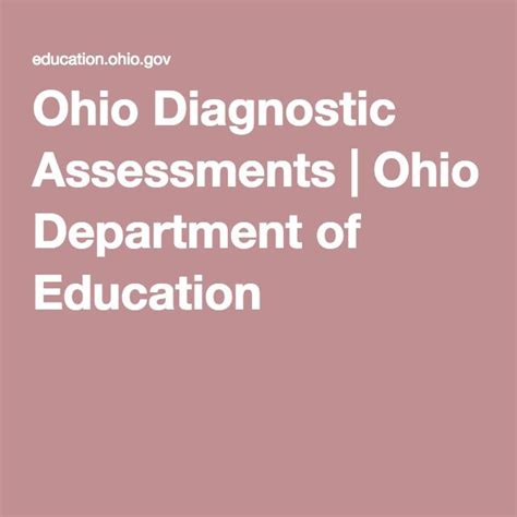 Ohio Diagnostic Assessments Ohio Department of Education