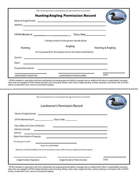 Ohio Hunting Permission Slip Form Fill Out and Sign Printable PDF