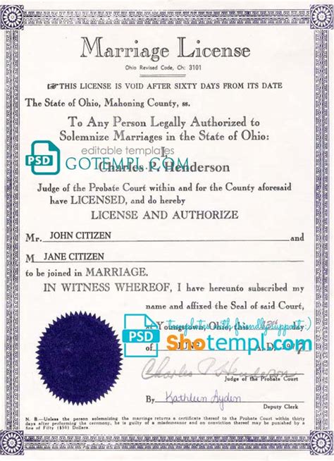 Ohio Marriage License Example: The Ultimate Guide to Tying the Knot in the Buckeye State