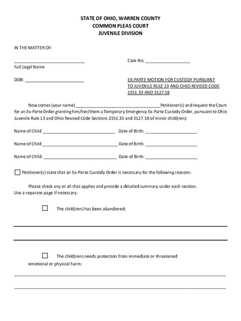 Ohio emergency custody forms.  Legal Forms page.  This form must be filled out c...