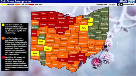 Ohio snow emergency map. A winter storm bringing a mix of ice and snow to central Ohio prompted a level two snow emergency in Licking County lasting through Friday. A warning for winter storm Landon was issued for Licking ... 