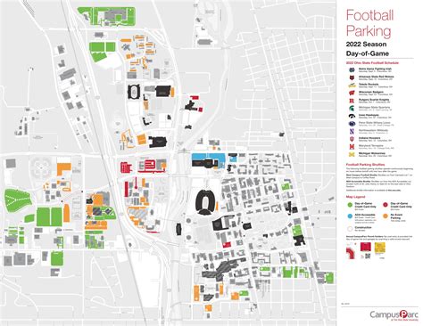 Ohio state campus parking map. Sport Navigation Menu. Football. More. Having trouble viewing this document? Install the latest free Adobe Acrobat Reader and use the download link below. Download 2022 football parking map. View ... 