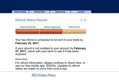 Enter the following four items from your tax return to view the status of your return. 1. The first social security number shown on your tax return. 2. Select the filing status of your form. 3. Enter the whole dollar amount for your anticipated refund or balance due. 4. Select the tax year of the return.. 