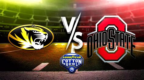 Ohio state vs missouri. Dec 7, 2023 ... Missouri football is gearing up for an epic battle in the Cotton Bowl against Ohio State. Find out how Eli Drinkwitz's team has dominated ... 