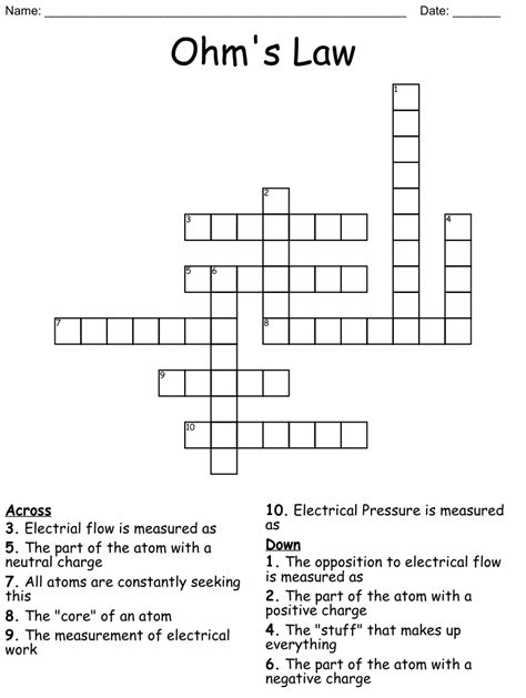 Ohm's law unit nyt crossword clue. Here is the answer for the crossword clue Electrical resistance unit . We have found 40 possible answers for this clue in our database. Among them, one solution stands out with a 95% match which has a length of 3 letters. We think the likely answer to this clue is OHM. 