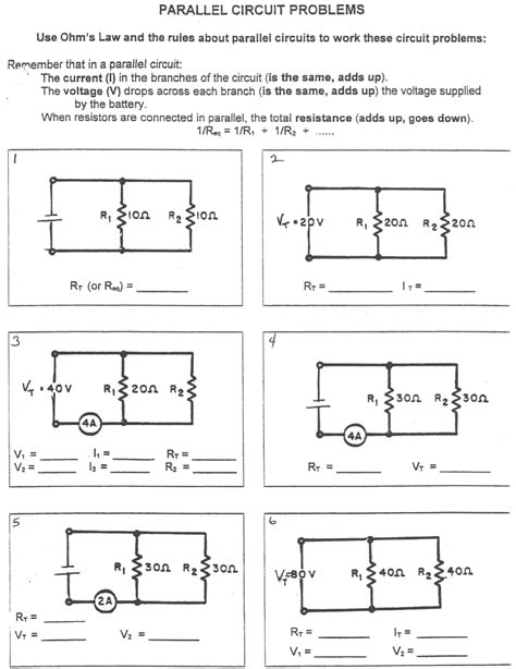 Ohm S Law Series And Parallel Circuits Worksheet Circuit Diagram