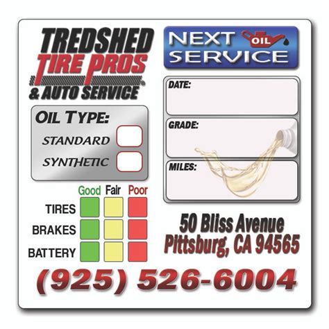 Oil change sticker. Nov 3, 2019 · You can drive past that point, obviously, but the sticker is there to give you a sense of how far you've gone past the target. It's a constant reminder, but unobtrusive. A firm deadline, but you're still in control of when you actually change the oil. A simple, easy to use tool for something that you could easily forget to do. 