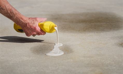Oil stain on cement removal. Step 1 – Trace in and dissolve the molecular structure of the oil. Step 2 – Suspend the oil in situ preventing further absorption. Step 3 – Draw the oil in suspended chemical solution to the surface. The oil is then removed from the surface using heated water high pressure cleaning and the entire area neutralised and deep pressure washed. 