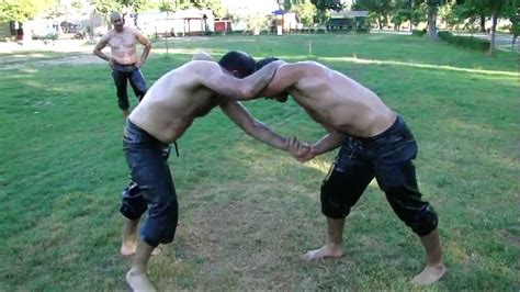 Oil wrestling, also called grease wrestling, is the Turkish national sport. It is so called because the wrestlers douse themselves with olive oil.The annual .... Oil wrestling mixed