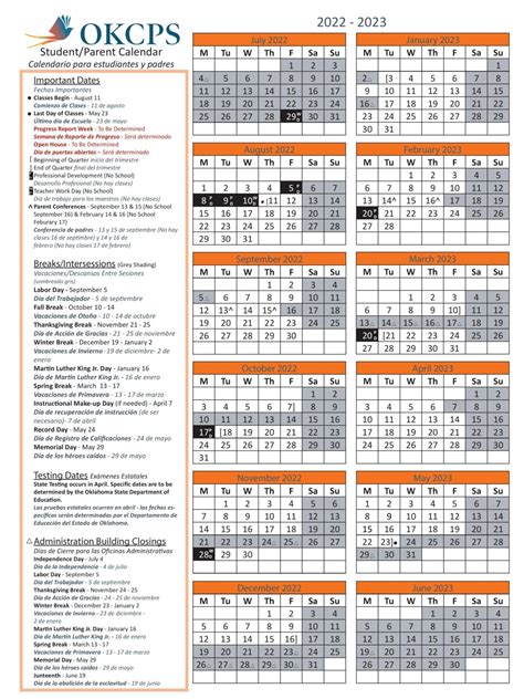 Okcps Calendar 2022 23