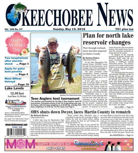 Okeechobee news. Sep 16, 2022 · They found that nitrogen-rich water originating from the Kissimmee River basin, which flows to Lake Okeechobee, then down the Calooshatchee River and finally out into the Gulf has persistently made red tide blooms bigger, longer and more intense, according to co-author David Tomasko, director of the Sarasota Bay Estuary Program. 