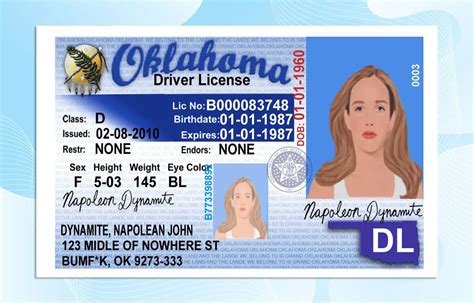 Oklahoma Drivers License Template PSD File
