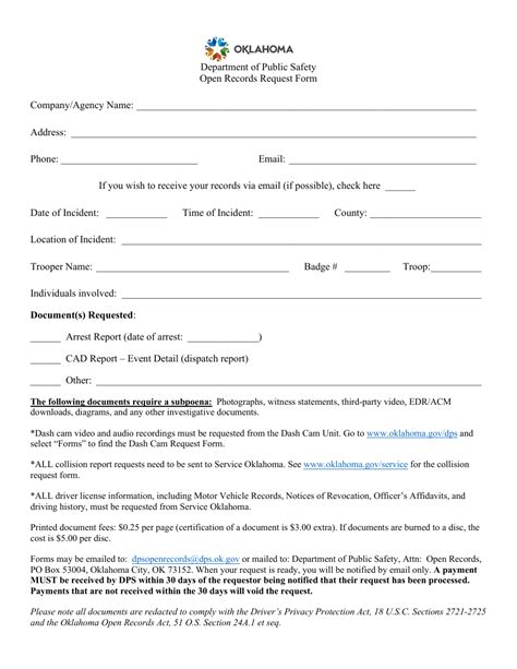 Oklahoma Open Records Request Form Fill And Sign Printable Template