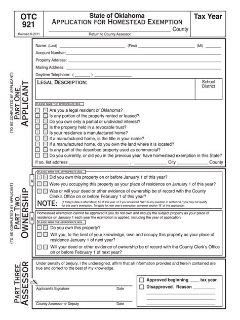 Oklahoma Tax Homestead Exemption Form Fill Out and Sign Printable PDF