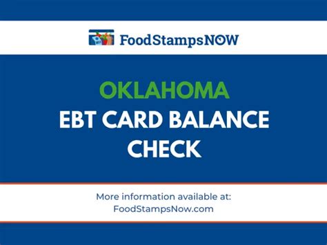 Oklahoma food stamps balance phone number. Oklahoma’s EBT customer service number is 1-888-328-6551. How do I apply for food stamps? ... Check your EBT balance and track your spending. Instant, free, secure. 