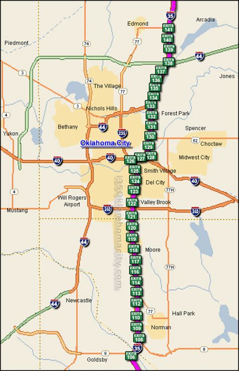 Oklahoma mile marker map. Photo Guide for Interstate 40 Westbound in Oklahoma, covering from Exit 139 (Kilpatrick Turnpike) to the Texas border. Includes the control cities of Yukon, Oklahoma City, El Reno, Weatherford, Clinton, and Elk City. ... State-named Interstate 40 West reassurance shield at mile marker 115. (Photo taken 5/19/18). The speed limits remain 70 mph ... 