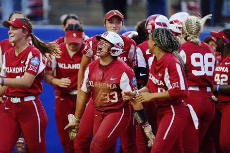 OKLAHOMA CITY, OKLAHOMA - JUNE 10: Jocelyn Alo #78 of the Oklahoma Sooners hits a solo home run during the first inning of Game 3 of the Women's College World Series Championship against the .... 