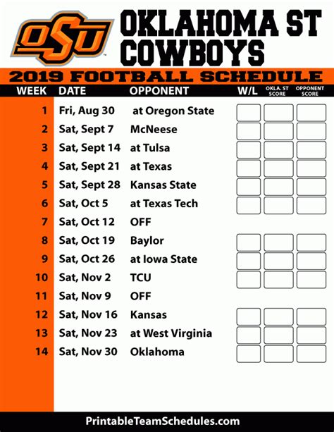 2022 Oklahoma State Football Schedule. OVERALL 7-6. Big 12 4-5. STREAK L3. ... FUTURE Oklahoma State Football Schedules. Most Popular. Most Recent. 2023 College Football Schedule;. 