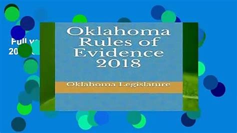 Full Download Oklahoma Rules Of Evidence 2018 By Oklahoma Legislature