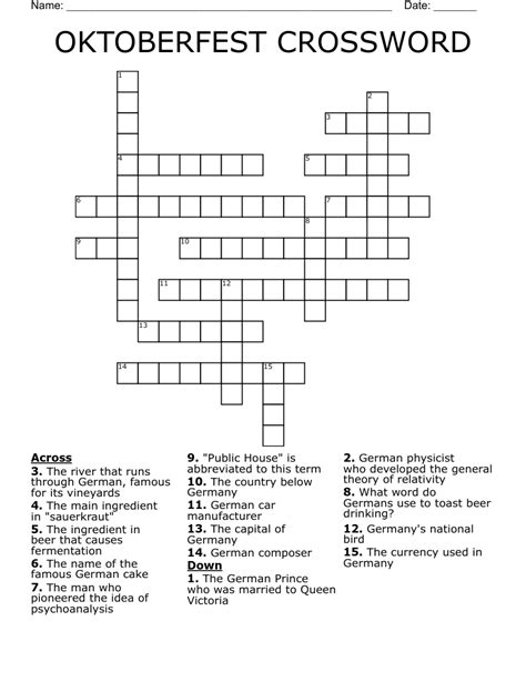 The Crossword Solver found 30 answers to "octoberfest hang out", 4 letters crossword clue. The Crossword Solver finds answers to classic crosswords and cryptic crossword puzzles. Enter the length or pattern for better results. Click the answer to find similar crossword clues . Enter a Crossword Clue.