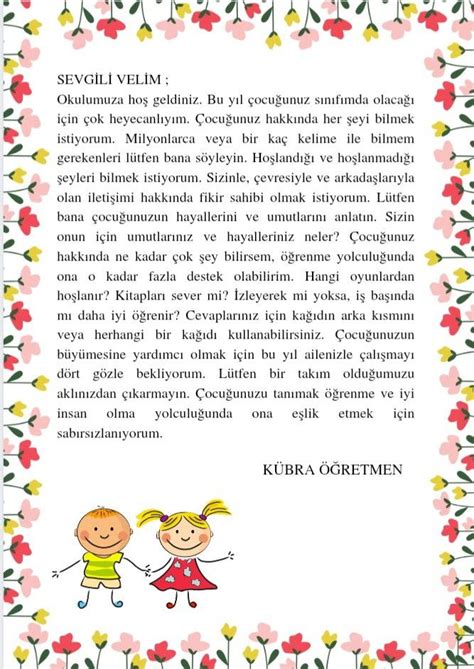 Okul Öncesi Veliye Not Pinterest. 