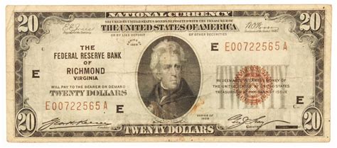 On the one dollar bill, the bank can be quickly identified by a letter code in the Federal Reserve Seal to the left of the portrait of George Washington. The letter code is also found in the prefix of the serial number. A corresponding Federal Reserve District Number code is found in four locations. The following table is a handy reference for .... Old 20 dollar bill