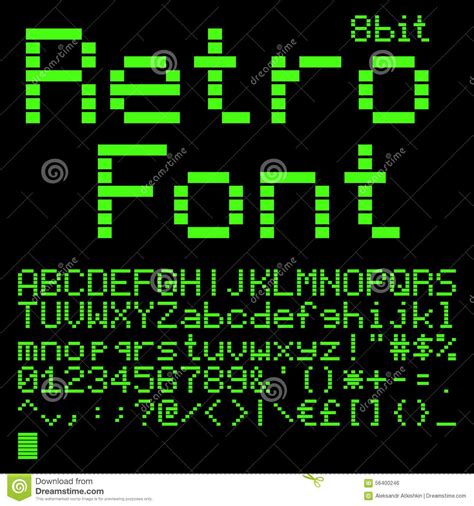 Old Computer Pixel Font Vector Set