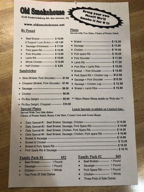 Old Smokehouse - San Antonio, TX 78229 - Menu, Hours, …