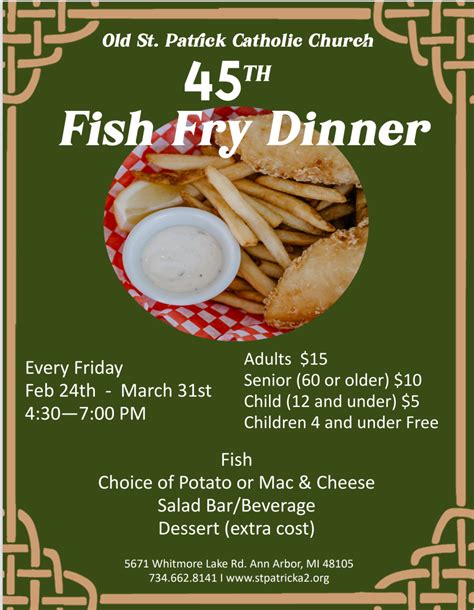 Old St. Patrick Catholic Church 45TH Fish Fry Dinner