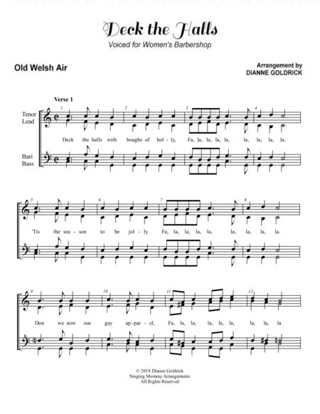 Old Welsh Air "Deck the Halls" Hymn Choral Sheet …