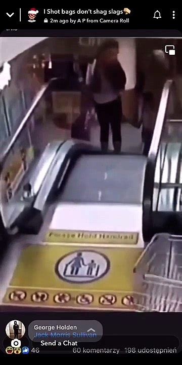 Old Woman falls of the escalator and was at the stake of death