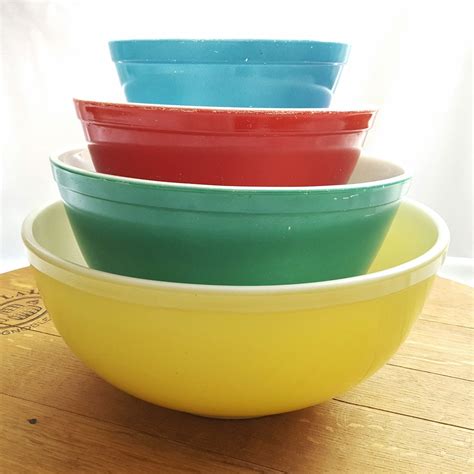 Old colored pyrex bowls. Vintage Autumn Harvest Pyrex Complete Mixing Bowl Set 401 - 404, 1970s Autumn Wheat Pyrex Red, Wedding Gift Birthday Gift, Retro Kitchen. (387) $199.75. $235.00 (15% off) FREE shipping. 