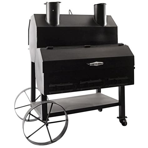 This Old Country BBQ Pits 695OFSM Wrangler offset smoker is a must-have equipment upgrade! With a generous cooking surface of around over 900 square inches that accommodates large cuts of meat, the smoker allows you to produce high volumes of product with speed and efficiency while maintaining your standards of quality. Sturdy front and bottom shelves provide ample storage space for cooking .... 
