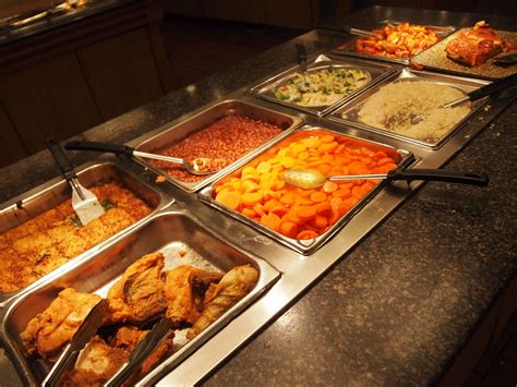 Old coutnry buffet. Assorted Burgers, Tacos And Potato Bar. Macaroni And Cheese. Hand-Breaded Fried Chicken. Baked Chicken. Baked Fish & Fried Fish. Mashed Potatoes & Gravy. Assorted Vegetable Side Dishes. Extensive "Build Your Own" Salad Bar. Freshly Prepared Salads. 