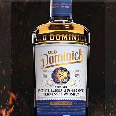 Old dominick. Today, I’m exploring Old Dominick Bottled-in-Bond Tennessee Whiskey Batch No. 5. Distilled from a mash of 75% corn, 13% rye, and 12% malted barley, it slept in new, #4-charred West Tennessee white oak barrels for at least four years. It is non-chill filtered and comes from a six-barrel batch. Because it is bonded, it is bottled at 50% ABV ... 