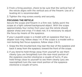 Old leupold scope adjustment instructions pdf.  With the scope approximately four...
