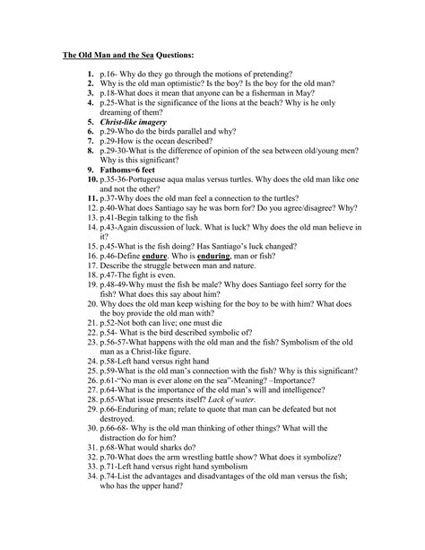Old man the sea study guide questions answers. - Answer key to study guide blood.